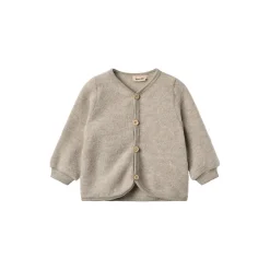Wool Fleece Cardigan Kari, 3204 khaki melange